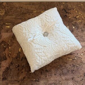 Elegant White Lace Ring Bearer Pillow